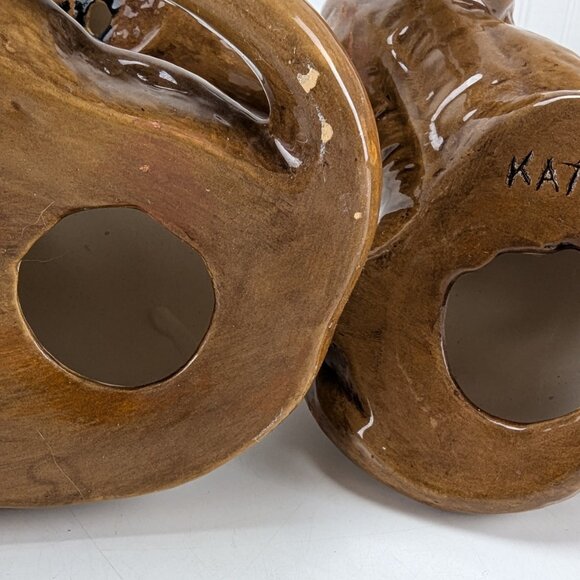 Vintage Lion Cubs Ceramic Figurines Set of 2 Brown Kathy 1981 Home Decor - Picture 6 of 14